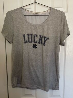 Lucky Brand Gray Scoop Neck 'Lucky' Graphic Tee